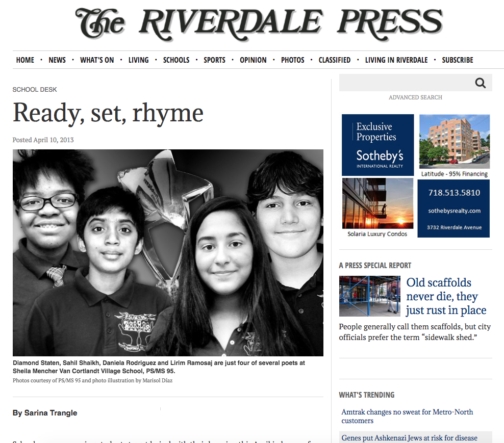 Riverdale Press Article: Ready, Set, Rhyme